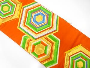 アンティーク　重ね亀甲模様織り出し袋帯（着用可）